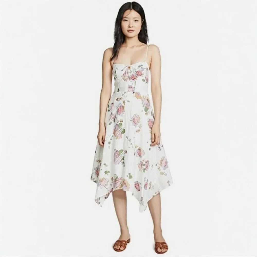 Wayf Hampshire Handkerchief Dress in Floral Printed Eyelet Lace Like New - Picture 11 of 11